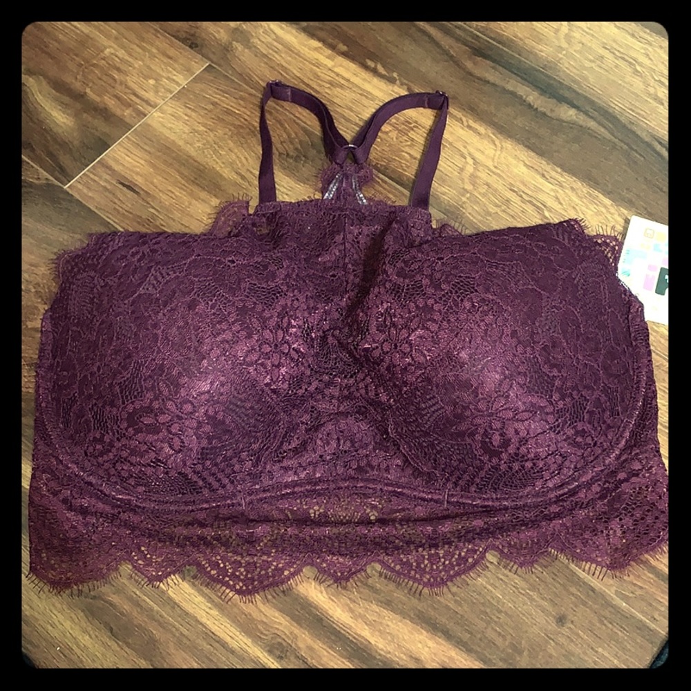 Maroon push-up bralette. Size L (DD)